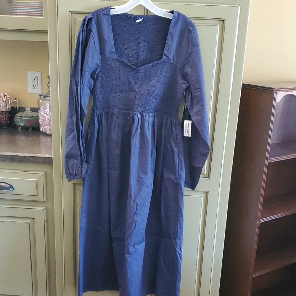 Old Navy Navy Blue Long Sleeve Dress